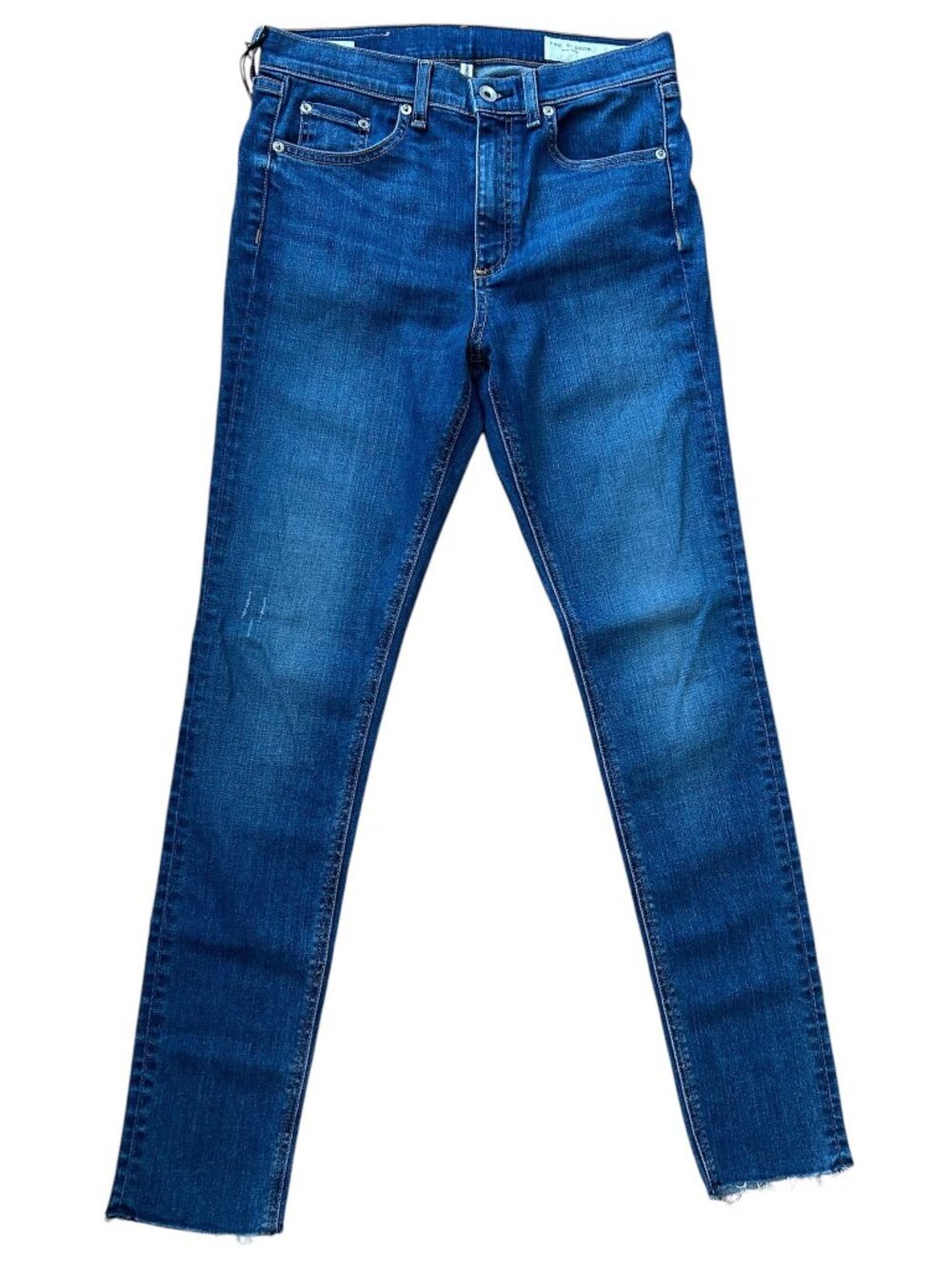 Rag & Bone Sz. 28 High Rise Skinny Denim Pants Jeans Blue Distressed Raw Hem NWT